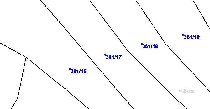 Parcela st. 361/17 v KÚ Luhy, Katastrální mapa