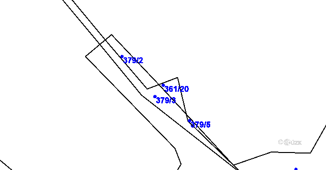 Parcela st. 361/20 v KÚ Luhy, Katastrální mapa