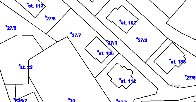 Parcela st. 106 v KÚ Luhy, Katastrální mapa