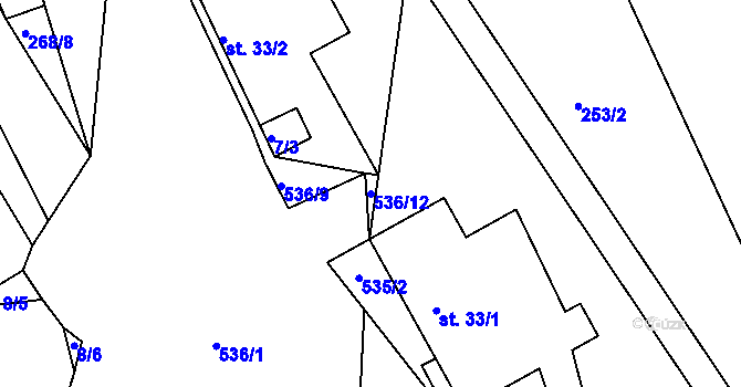 Parcela st. 536/12 v KÚ Luhy, Katastrální mapa
