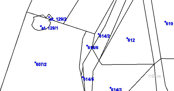 Parcela st. 614/6 v KÚ Luhy, Katastrální mapa