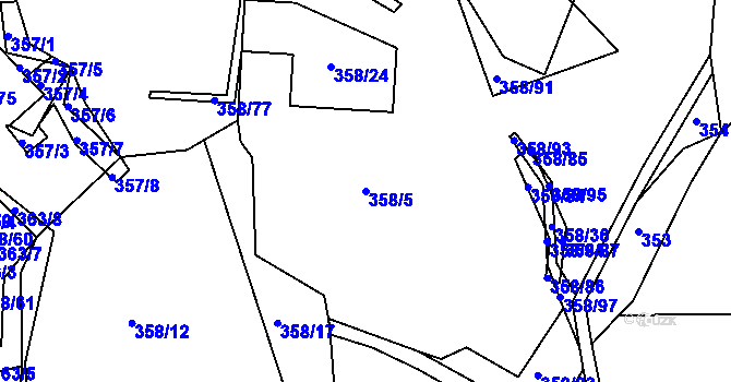 Parcela st. 358/5 v KÚ Třtí, Katastrální mapa