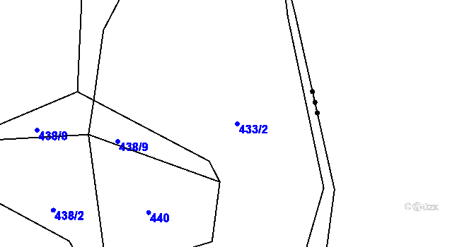 Parcela st. 433/2 v KÚ Třtí, Katastrální mapa