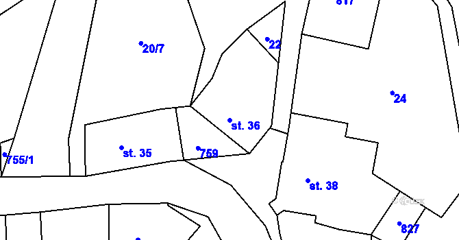 Parcela st. 36 v KÚ Luka u Verušiček, Katastrální mapa