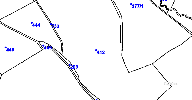 Parcela st. 442 v KÚ Luka u Verušiček, Katastrální mapa