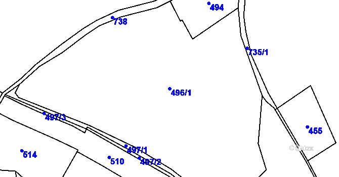 Parcela st. 496/1 v KÚ Luka u Verušiček, Katastrální mapa
