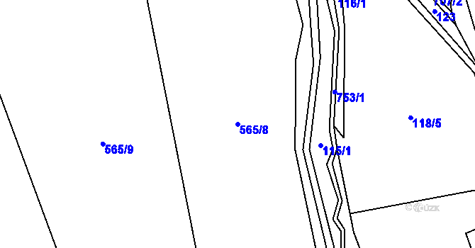 Parcela st. 565/8 v KÚ Luka u Verušiček, Katastrální mapa