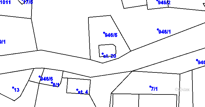 Parcela st. 20 v KÚ Velký Hlavákov, Katastrální mapa