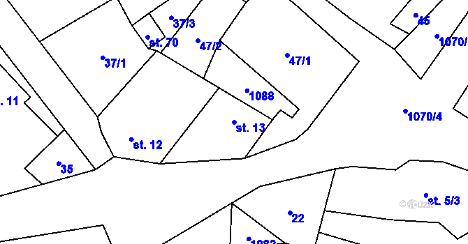 Parcela st. 13 v KÚ Luka, Katastrální mapa