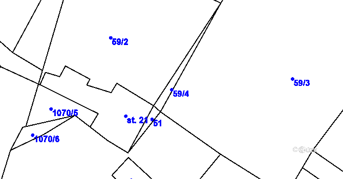 Parcela st. 59/4 v KÚ Luka, Katastrální mapa