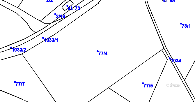 Parcela st. 77/4 v KÚ Luka, Katastrální mapa
