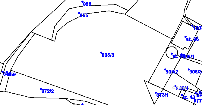 Parcela st. 805/3 v KÚ Luka, Katastrální mapa