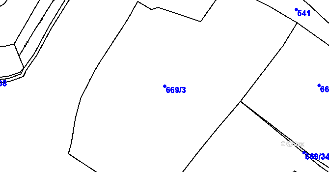 Parcela st. 669/3 v KÚ Luka, Katastrální mapa