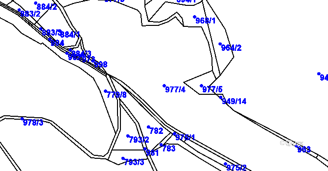 Parcela st. 977/4 v KÚ Luka, Katastrální mapa