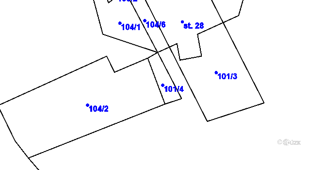 Parcela st. 101/4 v KÚ Luka, Katastrální mapa