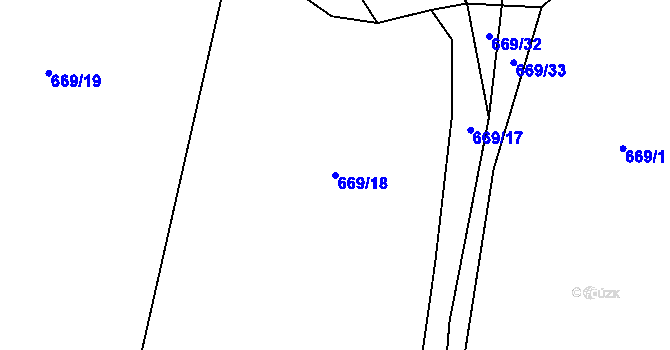 Parcela st. 669/18 v KÚ Luka, Katastrální mapa
