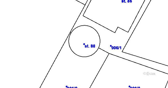 Parcela st. 88 v KÚ Luka, Katastrální mapa