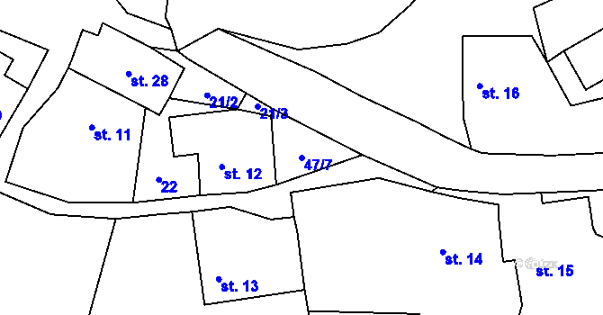 Parcela st. 47/7 v KÚ Březina, Katastrální mapa
