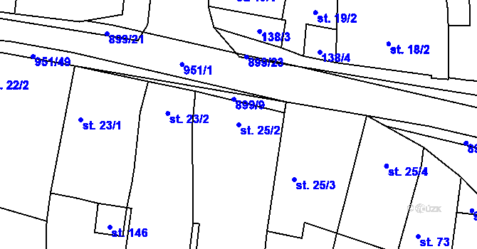 Parcela st. 25/2 v KÚ Luká, Katastrální mapa