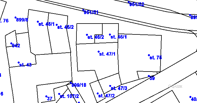 Parcela st. 47/1 v KÚ Luká, Katastrální mapa