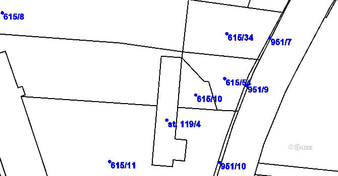 Parcela st. 119/3 v KÚ Luká, Katastrální mapa