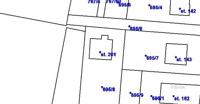 Parcela st. 201 v KÚ Luká, Katastrální mapa
