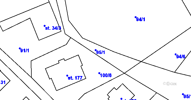 Parcela st. 95/1 v KÚ Luká, Katastrální mapa