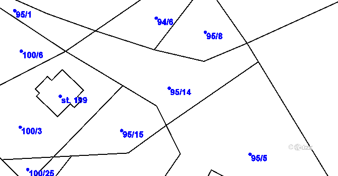 Parcela st. 95/14 v KÚ Luká, Katastrální mapa