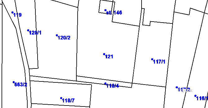 Parcela st. 121 v KÚ Luká, Katastrální mapa