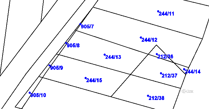 Parcela st. 244/13 v KÚ Luká, Katastrální mapa