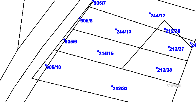 Parcela st. 244/15 v KÚ Luká, Katastrální mapa