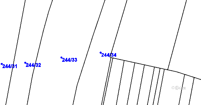 Parcela st. 244/34 v KÚ Luká, Katastrální mapa