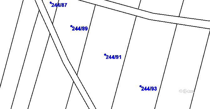 Parcela st. 244/91 v KÚ Luká, Katastrální mapa