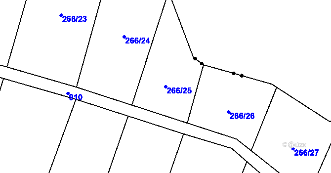Parcela st. 266/25 v KÚ Luká, Katastrální mapa