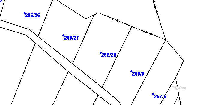 Parcela st. 266/28 v KÚ Luká, Katastrální mapa