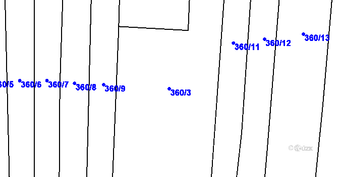 Parcela st. 360/3 v KÚ Luká, Katastrální mapa