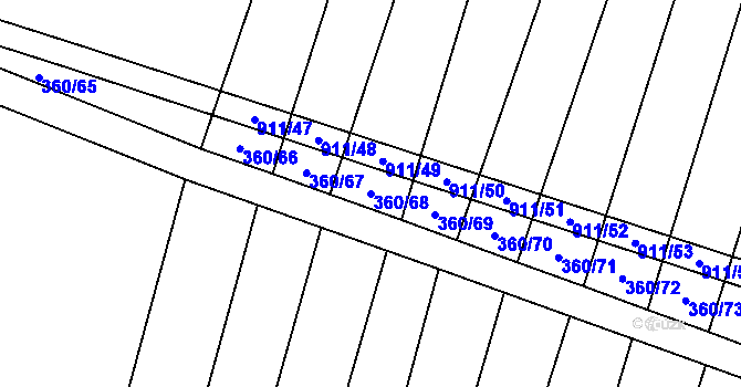 Parcela st. 360/68 v KÚ Luká, Katastrální mapa