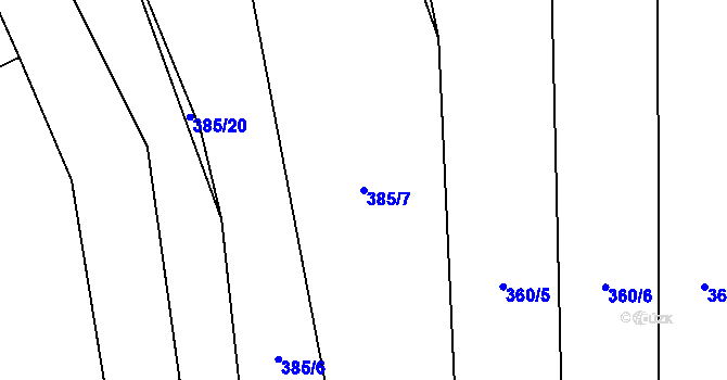 Parcela st. 385/7 v KÚ Luká, Katastrální mapa