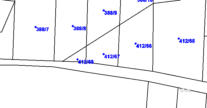 Parcela st. 412/67 v KÚ Luká, Katastrální mapa
