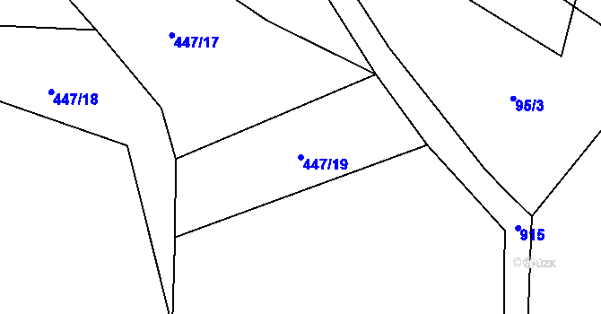 Parcela st. 447/19 v KÚ Luká, Katastrální mapa