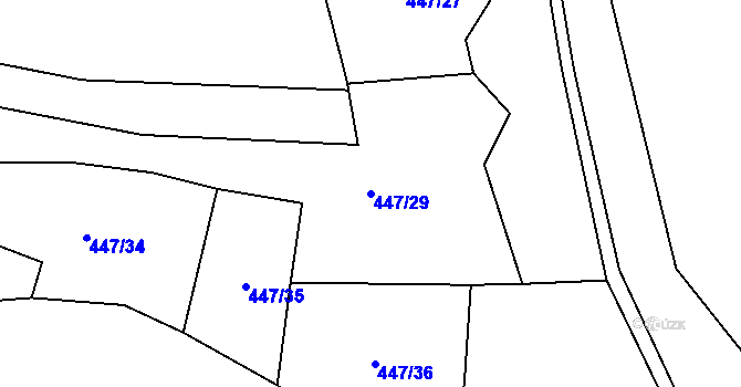 Parcela st. 447/29 v KÚ Luká, Katastrální mapa