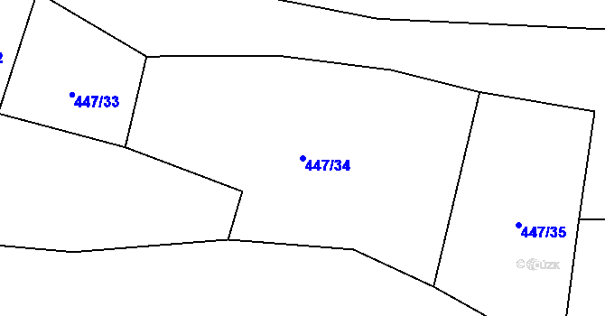 Parcela st. 447/34 v KÚ Luká, Katastrální mapa