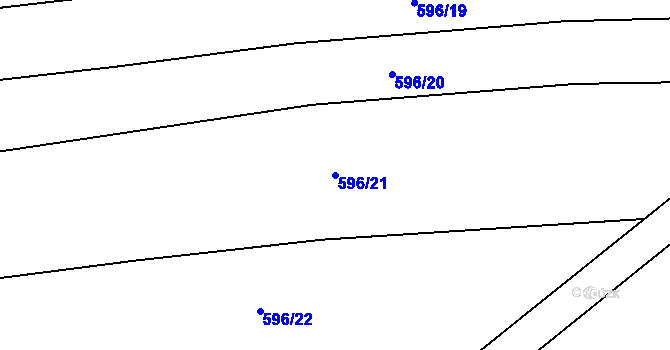 Parcela st. 596/21 v KÚ Luká, Katastrální mapa
