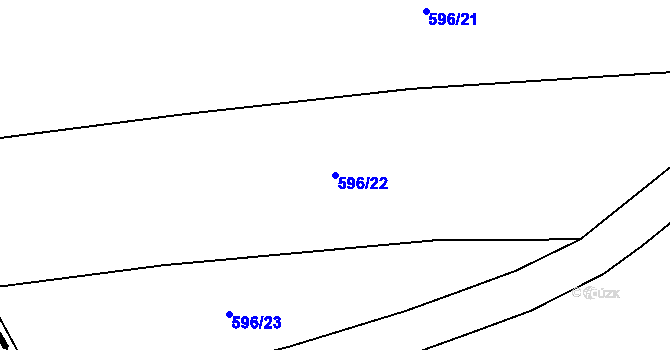 Parcela st. 596/22 v KÚ Luká, Katastrální mapa