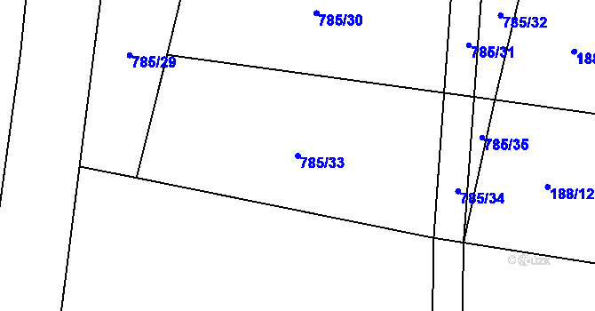 Parcela st. 785/33 v KÚ Luká, Katastrální mapa