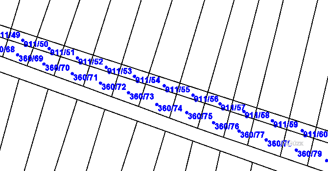 Parcela st. 911/55 v KÚ Luká, Katastrální mapa