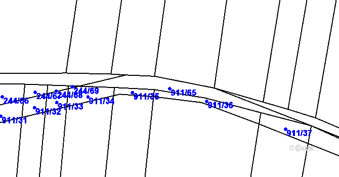 Parcela st. 911/65 v KÚ Luká, Katastrální mapa