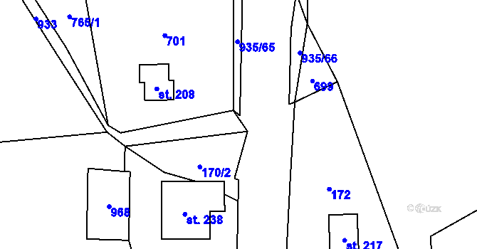 Parcela st. 935/67 v KÚ Luká, Katastrální mapa