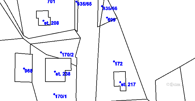 Parcela st. 935/68 v KÚ Luká, Katastrální mapa