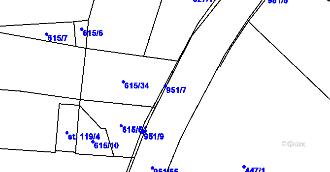 Parcela st. 951/7 v KÚ Luká, Katastrální mapa